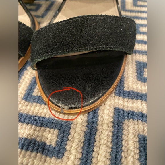 Black Chunky Heel Suede Sandals - Picture 6 of 9